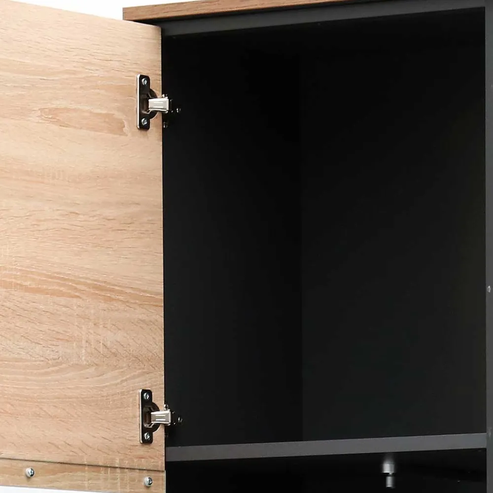 Wohnen Vitrinen<Industrial Vitrinenschrank in Eiche Dunkel Dekor - Xindus