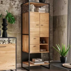 Wohnen Vitrinen<Industrial Wohnzimmerschrank aus Wildeiche Massivholz - Manarola