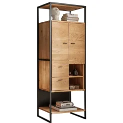 Wohnen Vitrinen<Industrial Wohnzimmerschrank aus Wildeiche Massivholz - Manarola