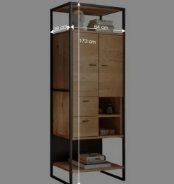 Wohnen Vitrinen<Industrial Wohnzimmerschrank aus Wildeiche Massivholz - Manarola