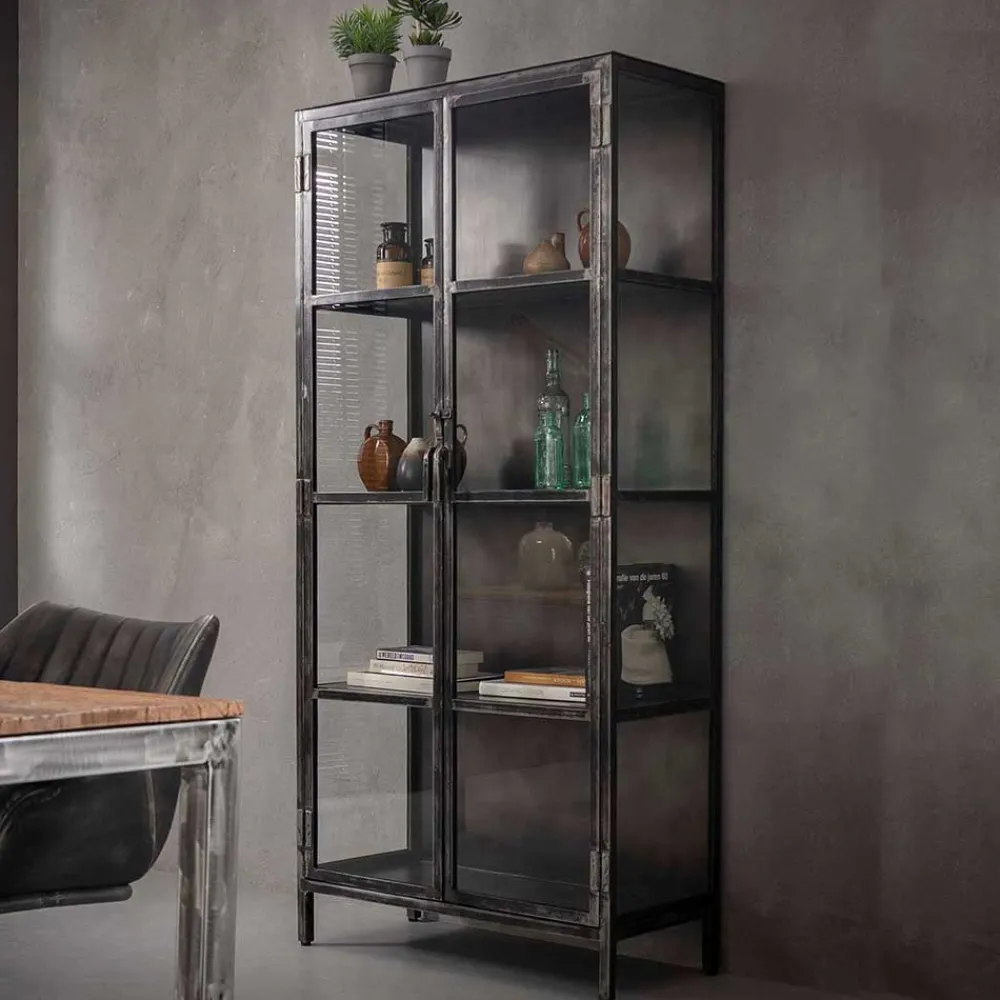 Wohnen Vitrinen<Industrie Design Vitrine mit Doppeltür - Barbarino