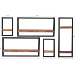 Wohnen Regale<Industrie Look Regale für die Wand - Mendoza (fünfteilig)