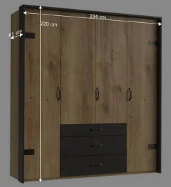 Wohnen Kleiderschränke|Schränke<Industry Kleiderschrank mit 200 cm Breite - Bram
