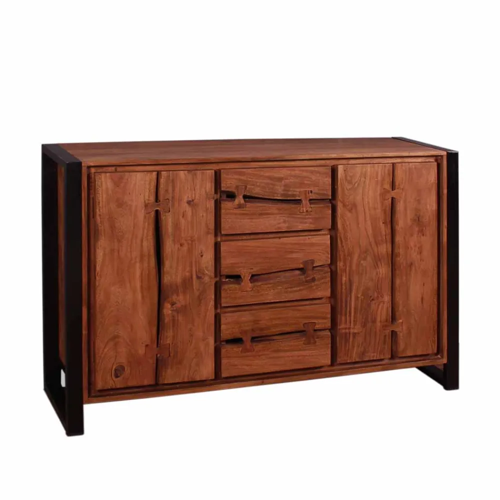 Wohnen Sideboards<Industry Sideboard aus Akazie Cognac Smantana & Metall Schwarz