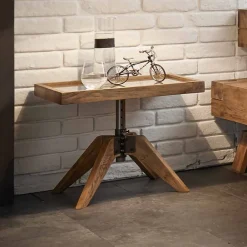 Wohnen Kommoden<Industry Style Nachttisch Budelli aus Wildeiche massiv Glas Metall