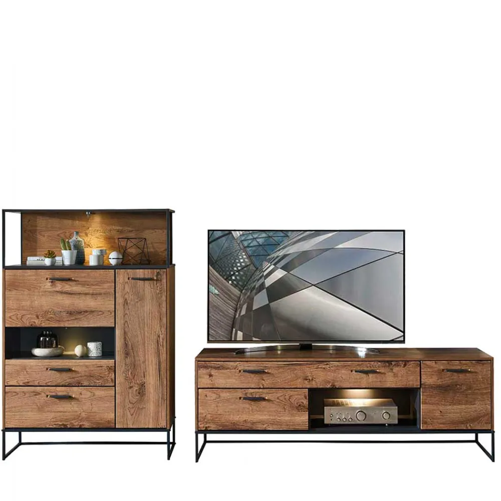 Wohnen Wohnwände<Industry TV Board & Highboard Set - Xindus (zweiteilig)