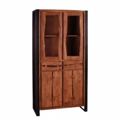 Wohnen Vitrinen|Schränke<Industry Vitrinenschrank Smantana aus Holz Akazie Cognac