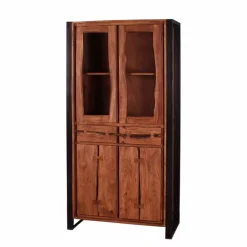 Wohnen Vitrinen|Schränke<Industry Vitrinenschrank Smantana aus Holz Akazie Cognac