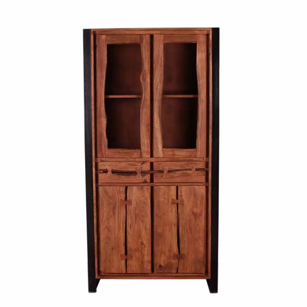 Wohnen Vitrinen|Schränke<Industry Vitrinenschrank Smantana aus Holz Akazie Cognac