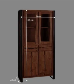 Wohnen Vitrinen|Schränke<Industry Vitrinenschrank Smantana aus Holz Akazie Cognac