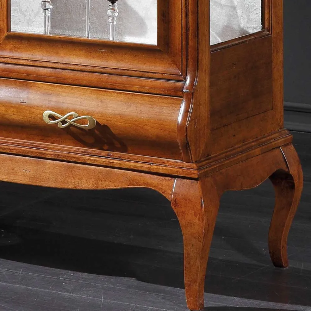 Wohnen Highboards|Vitrinen<Italienische Doppeltür Vitrine in Nussbaumfarben - Motiz
