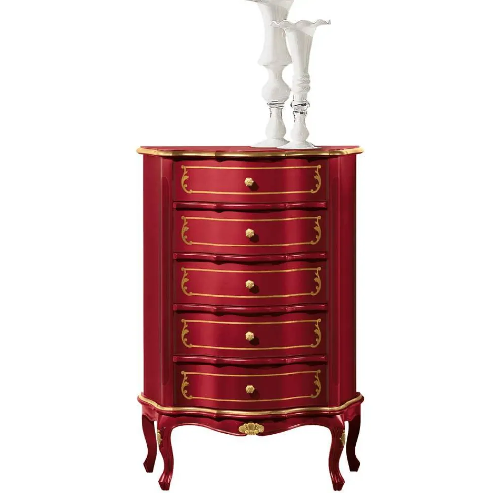 Wohnen Kommoden<Italienische Hochkommode in Rot mit Gold - Julya