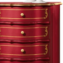 Wohnen Kommoden<Italienische Hochkommode in Rot mit Gold - Julya