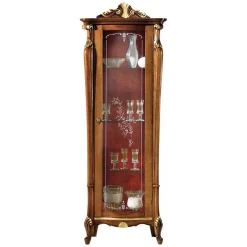 Wohnen Vitrinen|Schränke<Italienische Vitrine in Nussbaum & Gold & Rot - Carlenna I