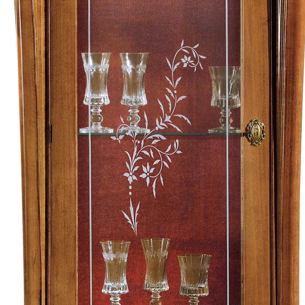 Wohnen Vitrinen|Schränke<Italienische Vitrine in Nussbaum & Gold & Rot - Carlenna I