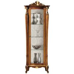 Wohnen Schränke<Italienischer Vitrinenschrank in Nussbaum & Gold - Carlenna