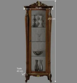 Wohnen Schränke<Italienischer Vitrinenschrank in Nussbaum & Gold - Carlenna