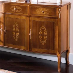 Wohnen Sideboards<Italienisches Barock Sideboard Natale in Nussbaum mit Intarsien