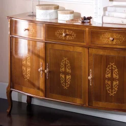Wohnen Sideboards<Italienisches Barock Sideboard Natale in Nussbaum mit Intarsien