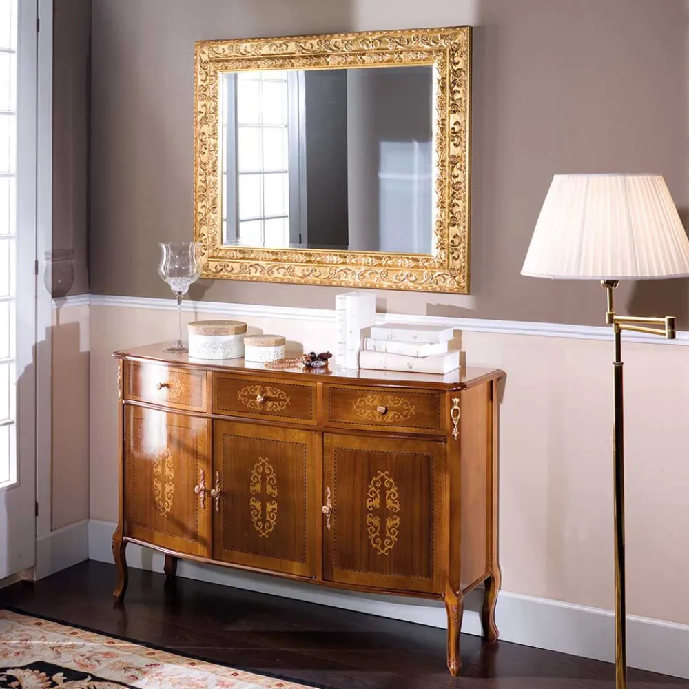 Wohnen Sideboards<Italienisches Barock Sideboard Natale in Nussbaum mit Intarsien