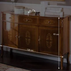 Wohnen Sideboards<Italienisches Barock Sideboard Natale in Nussbaum mit Intarsien