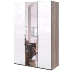 Wohnen Kleiderschränke|Schränke<Jugendzimmer Kleiderschrank mit Spiegel & Glas Weiß - Empresian