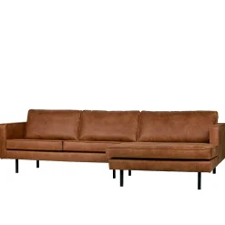 Wohnen Sofas<Kantiges Echtleder Ecksofa in Cognac Braun - Artemi