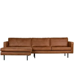 Wohnen Sofas<Kantiges Echtleder Ecksofa in Cognac Braun - Artemi
