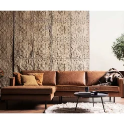 Wohnen Sofas<Kantiges Echtleder Ecksofa in Cognac Braun - Artemi