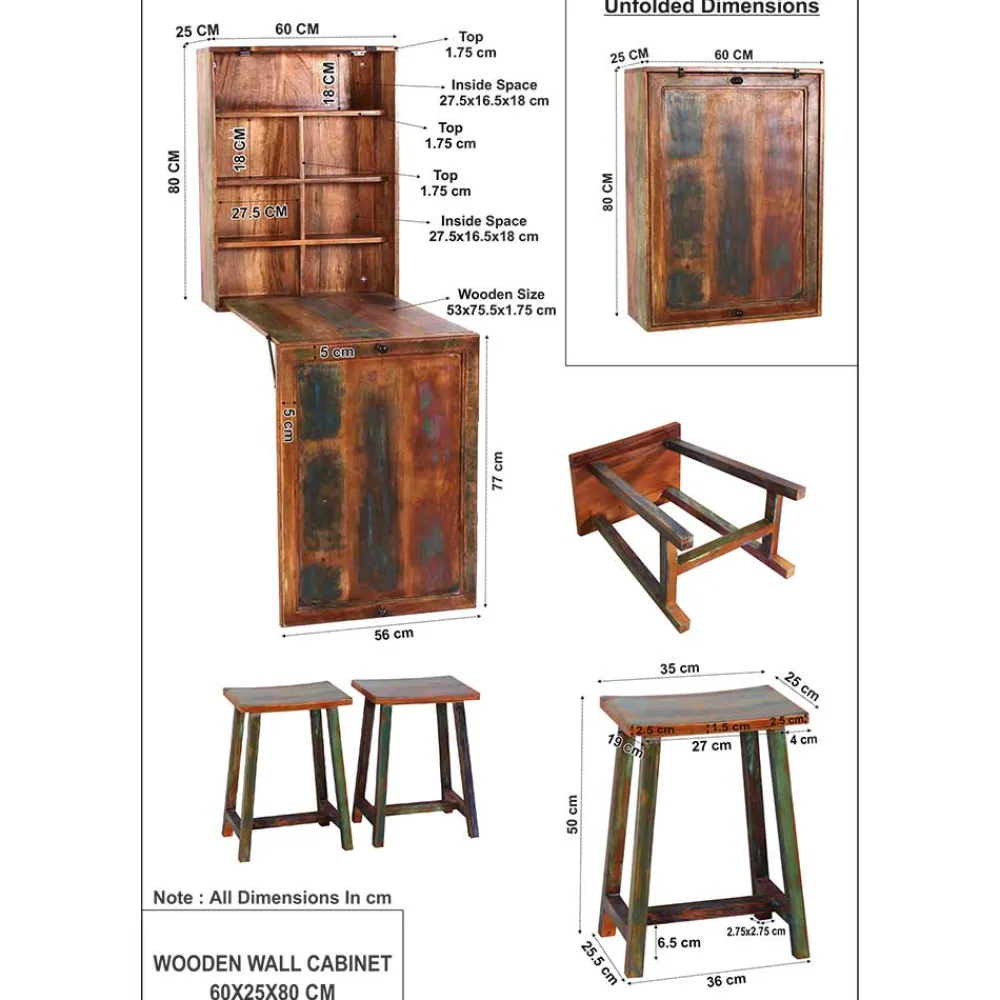 Wohnen Sitzgruppe<Küchenbar ausklappbar im Shabby Chic - Jamaica (dreiteilig)