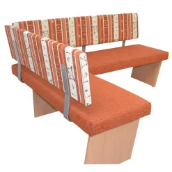 Wohnen Sitzbank<Küchen-Eckbank in Orange und Buche Natur - Nenya