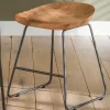 Wohnen Hocker<Küchenhocker mit Holzsitz & Bügelgestell - Ise (2er Set)