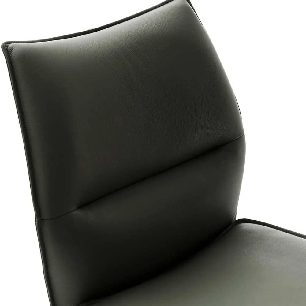 Wohnen Stühle<Küchenstuhl aus Leder und Edelstahl - Simael (2er Set)