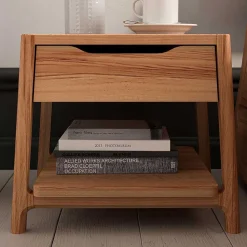 Wohnen Betten<Kernbuche Doppelbett mit Polsterkopfteil - Norklin