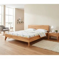 Wohnen Betten<Kernbuche Holzbett in Überlänge 210 cm - Junola I
