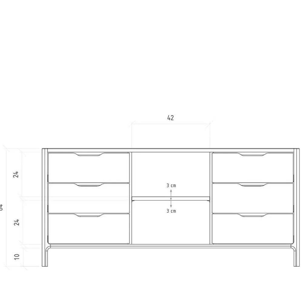 Wohnen Tv & Hifi-Möbel|Lowboards<Kernbuche Sideboard mit sechs Schubladen - Lana