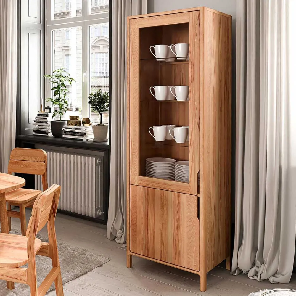 Wohnen Vitrinen<Kernbuche Vitrine in modern-elegantem Look - Lana