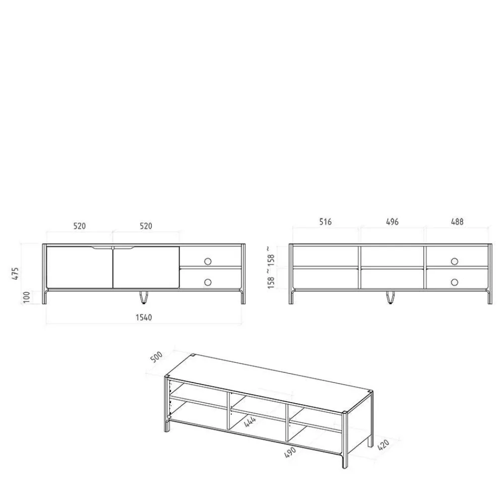 Wohnen Tv & Hifi-Möbel|Lowboards<Kernbuchenholz TV Element mit zwei Türen - Lana