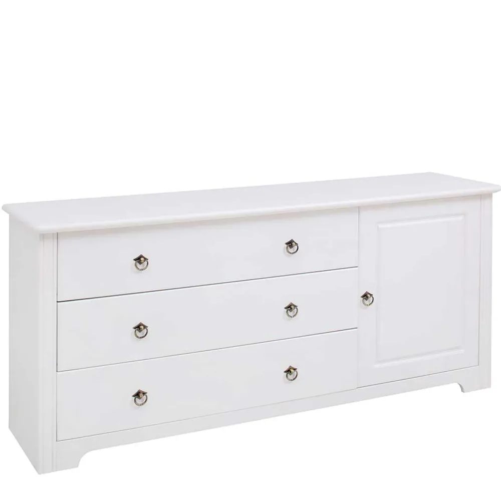 Wohnen Sideboards<Kiefernholz Kommode in Weiß lackiert - Velriva I