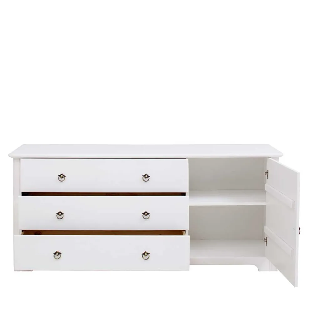 Wohnen Sideboards<Kiefernholz Kommode in Weiß lackiert - Velriva I