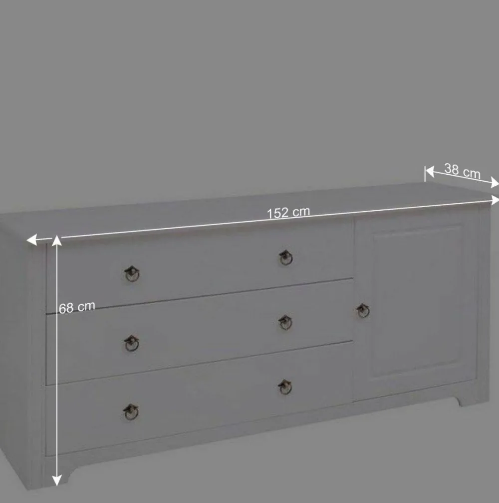 Wohnen Sideboards<Kiefernholz Kommode in Weiß lackiert - Velriva I