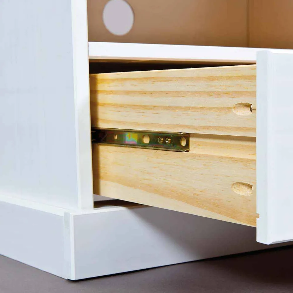 Wohnen Tv & Hifi-Möbel|Lowboards<Kiefernholz TV Unterschrank in Weiß Braun - Vatina