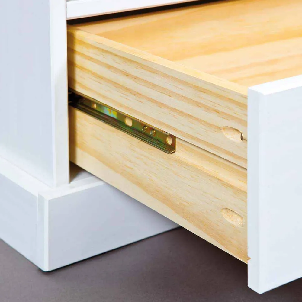Wohnen Tv & Hifi-Möbel|Lowboards<Kiefernholz TV Unterschrank in Weiß Braun - Vatina