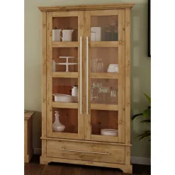 Wohnen Vitrinen<Kiefernholz Vitrine Glastür im Modern Country Style - Noellisa