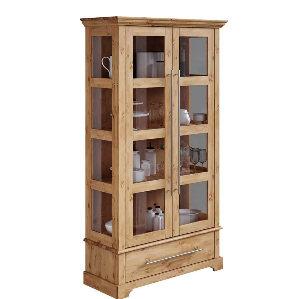 Wohnen Vitrinen<Kiefernholz Vitrine Glastür im Modern Country Style - Noellisa