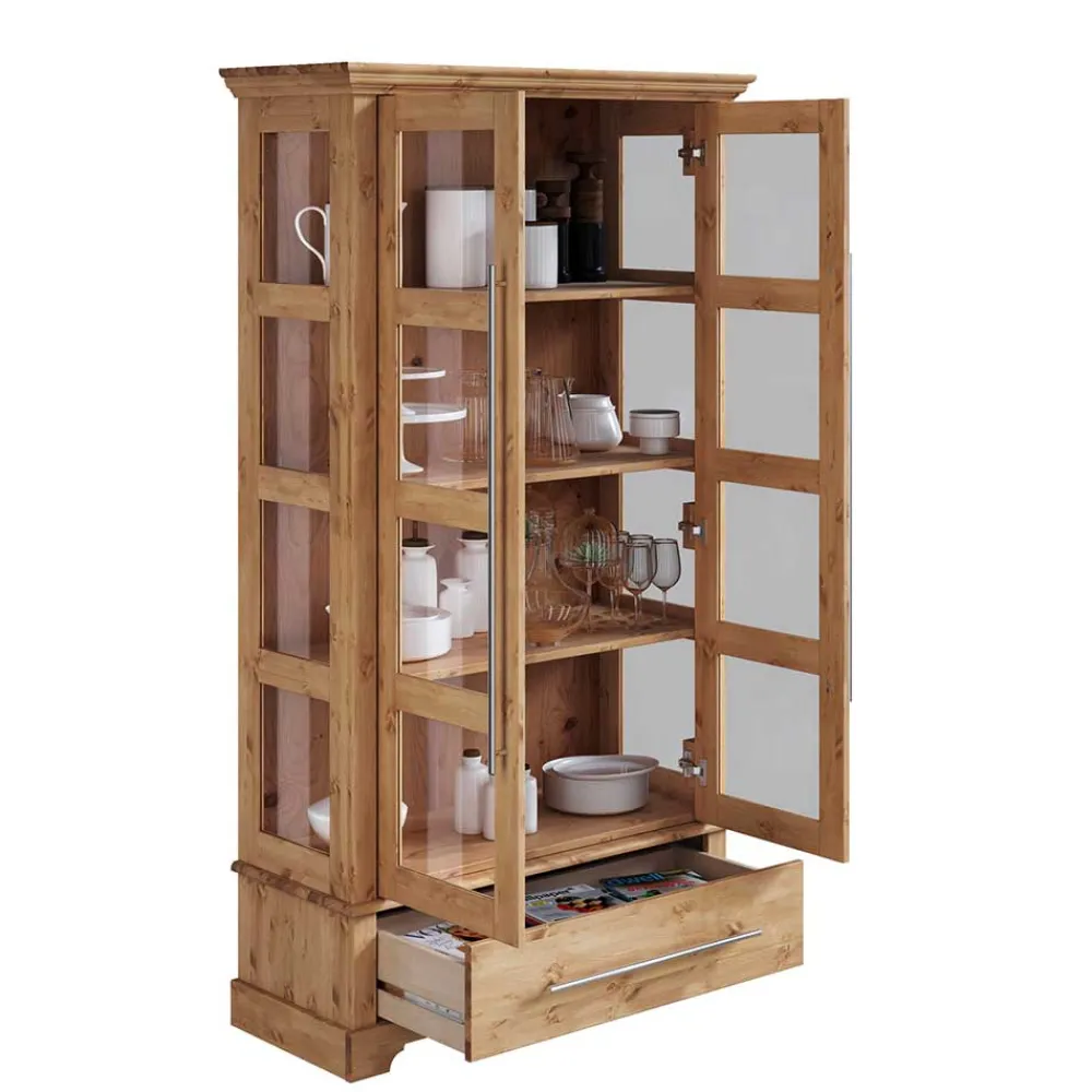 Wohnen Vitrinen<Kiefernholz Vitrine Glastür im Modern Country Style - Noellisa