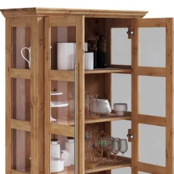 Wohnen Vitrinen<Kiefernholz Vitrine Glastür im Modern Country Style - Noellisa