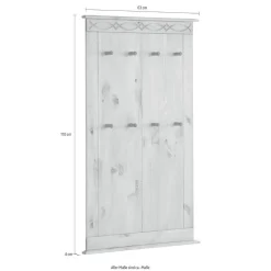 Wohnen Garderoben<Kiefernholz Wandgarderobe in Weiß - Viorica
