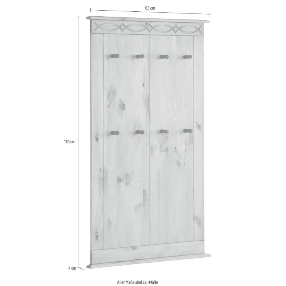 Wohnen Garderoben<Kiefernholz Wandgarderobe in Weiß - Viorica
