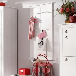 Wohnen Garderoben<Kiefernholz Wandgarderobe in Weiß - Viorica